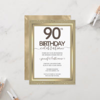 90e anniversaire Gold Formal Invitation