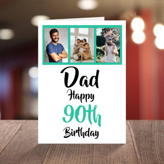 90e anniversaire heureux papa photo collage carte (Créateur téléchargé)