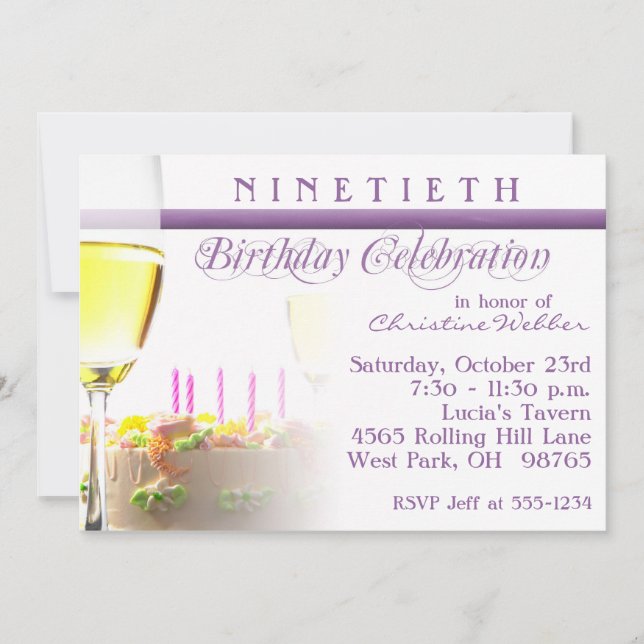 90e anniversaire Invitation à la fête (Devant)