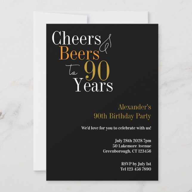 90e anniversaire Invitation à la fête des bières e (Devant)