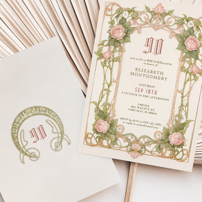 90e anniversaire Invitation Art Nouveau (Créateur téléchargé)