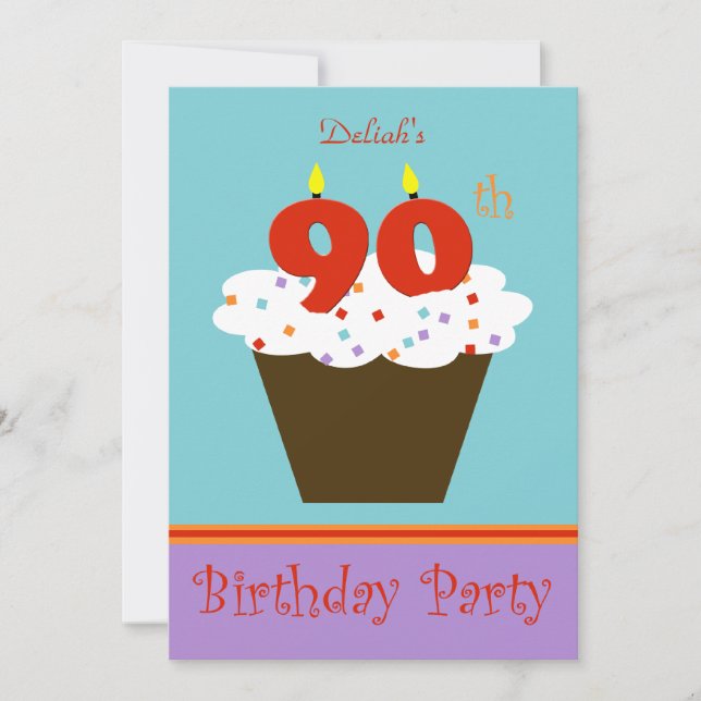 90e anniversaire Invitation de fête 90 bougies (Devant)