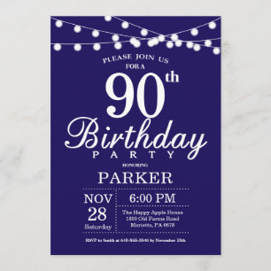90e anniversaire Invitation Marine Bleue