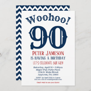 90e anniversaire Invitation Mens Marine Bleu
