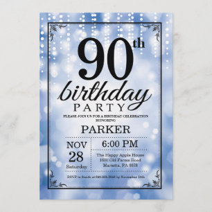 90e anniversaire Invitation Parties scintillant bl