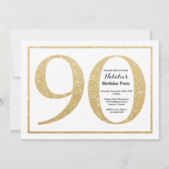 90e anniversaire Invitation Parties scintillant d' (Devant)