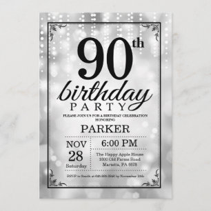 90e anniversaire Invitation Parties scintillant d'