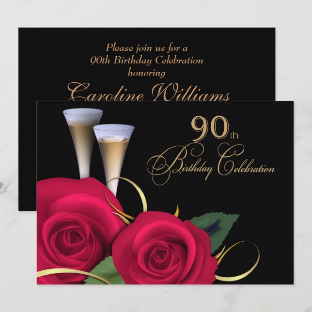 90e anniversaire Invitations personnalisées (Devant / Derrière)