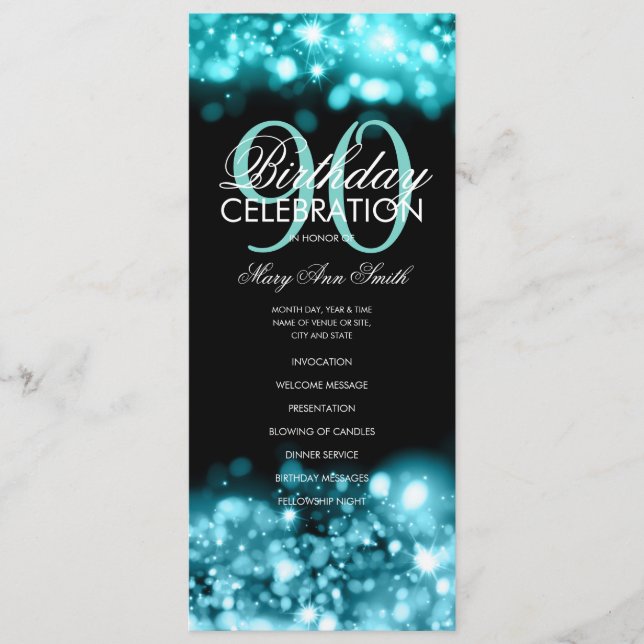 90e anniversaire Programme Glam Lights Menu Turquo (Devant)