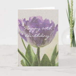 90e carte d'anniversaire avec de belles fleurs de 