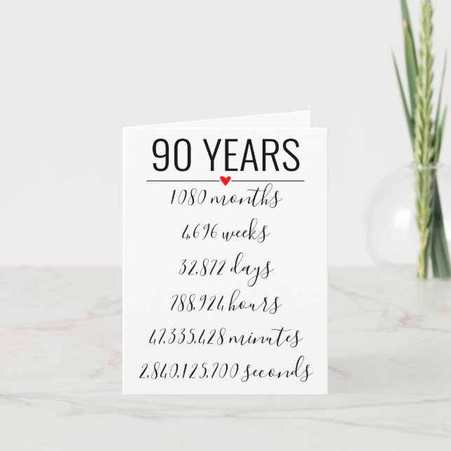 90e carte d'anniversaire, jalon, retraite (Devant)