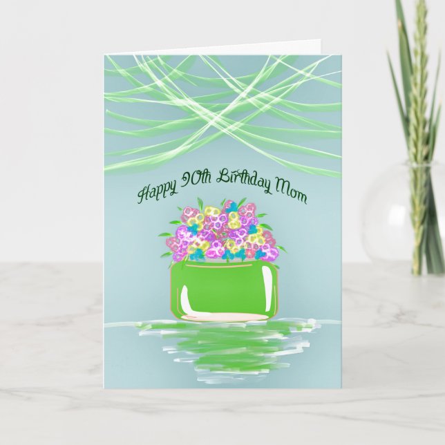 90e carte d'anniversaire pour Maman en Fleurs Past (Devant)