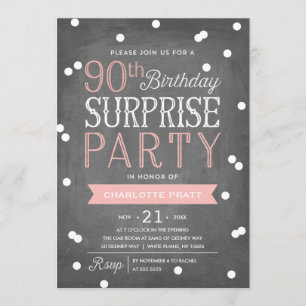 90e Confetti Invitation de la fête surprise   Anni