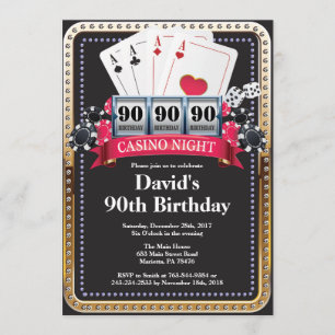 90e invitation d'anniversaire au Casino de cartes 