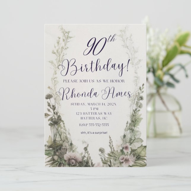 90e Invitation d'anniversaire, Boho Any Age Invita (Debout devant)
