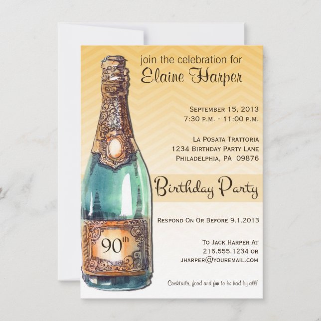 90e Invitation de la fête d'anniversaire à Gold Ch (Devant)