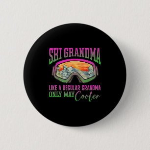 90s 80s Skiing Outfit Retro Ski Grandma  2 Inch Round Button