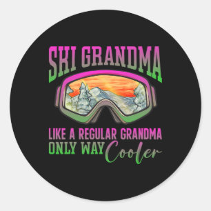 90s 80s Skiing Outfit Retro Ski Grandma Classic Round Sticker