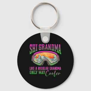 90s 80s Skiing Outfit Retro Ski Grandma  Keychain