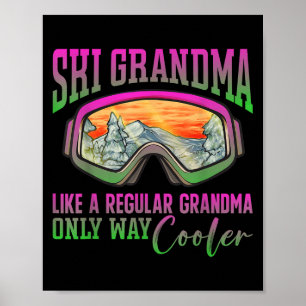 90s 80s Skiing Outfit Retro Ski Grandma Poster