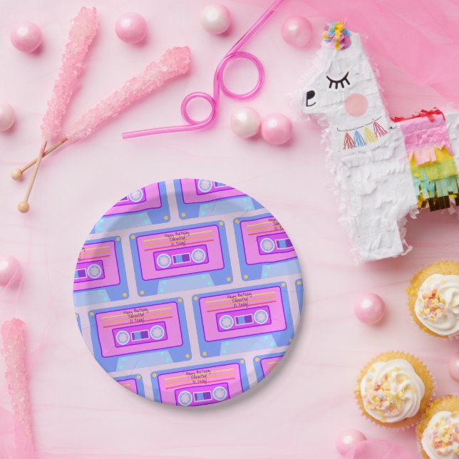 90s 80s Vaporwave Aesthetic 21st Birthday Paper Plate (Party)
