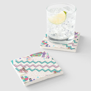 90s Abstract Stone Coaster / Fun Colours / Skates