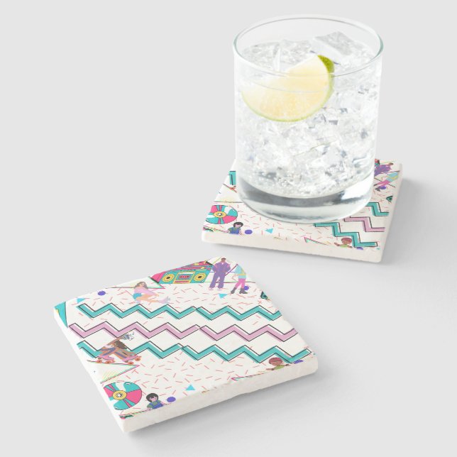90s Abstract Stone Coaster / Fun Colours / Skates  (Side)