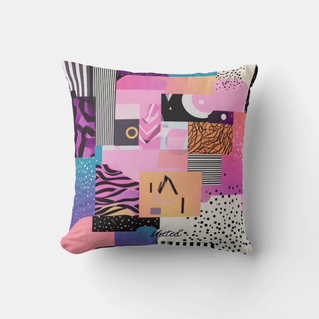 90's Abstract Throw Pillow (Front)