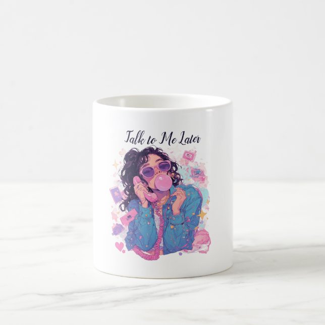 90s Aesthetic Retro Phone Girl Coffee Mug (Center)