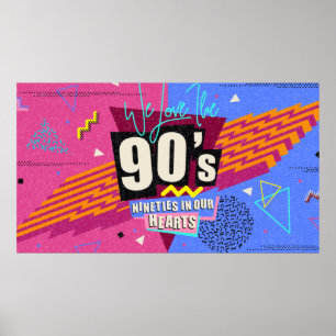 90s and 80s poster. We Love The 90's. Retro style  Poster