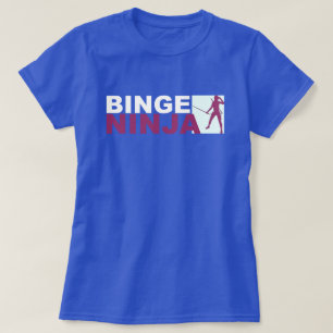 90s Binge Watching Female Ninja Purple & Aqua T-Shirt