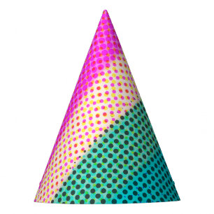 90s birthday retro dots rainbow halftone party hat