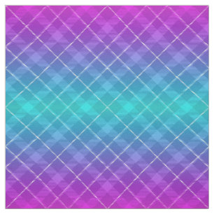 90s Bright Plaid Pattern Girly Pink Purple Ombre Fabric