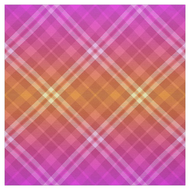 90s Bright Plaid Pattern Girly Pink Yellow Ombre Fabric (Swatch)