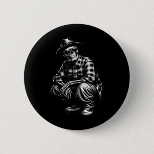90s Cholo Chicano Homie Cool Mexican Gangster Skel 2 Inch Round Button
