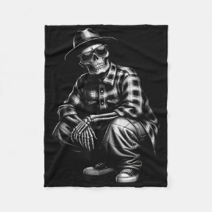 90s Cholo Chicano Homie Cool Mexican Gangster Skel Fleece Blanket