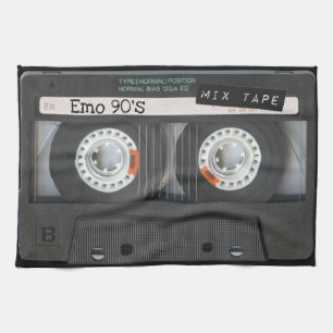 90's Emo Cassette Tape Black Mix Tape Kitchen Towel