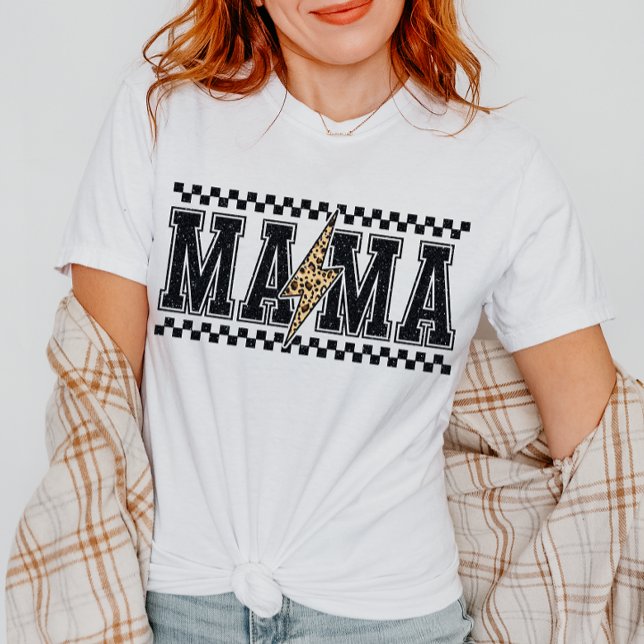 90s Fall Retro Mama Chequered Mom T-Shirt (Creator Uploaded)