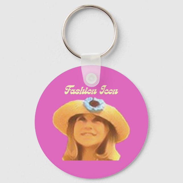 90's Flower Hat Fashion Icon Keychain (Front)