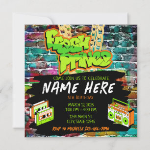 90s Fresh Prince Hip Hop Birthday Invitation 
