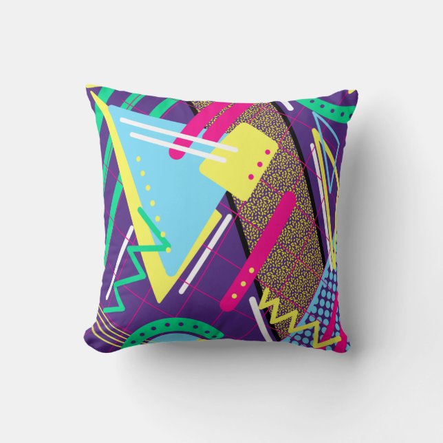 90's Geometrical Pattern Throw Pillow (Front)
