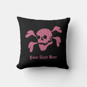 90s Goth Rockabilly Skull and Crossbones Punk Joll Throw Pillow