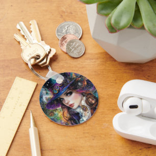 90s Gothic Steampunk Alice Button Keychain