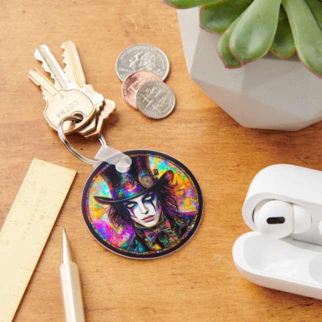90s Gothic Steampunk Mad Hatter Keychain (Desk)