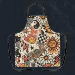 90s Happy Faces Sun Flowers Pattern Apron<br><div class="desc">A fun retro 90s pattern featuring cheerful happy faces, bright flowers, and sunny icons in a playful repeating design. Inspired by nostalgic 1990s style, this pattern uses bold shapes and upbeat imagery to create a colorful and joyful look. Perfect for products like wrapping paper, stationery, fabric designs, accessories, and more....</div>