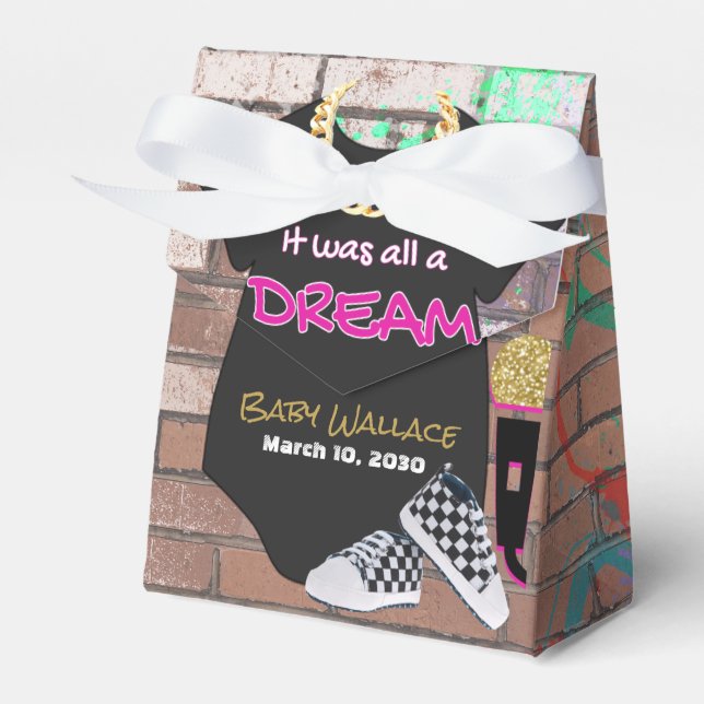90's Hip Hop Baby Shower Girl} Tents Favor Box (Front Side)