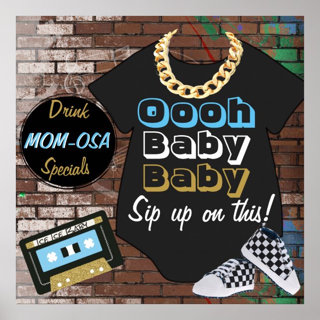 90's Hip Hop Blue-Oooh Baby Baby-Bar Sign (Front)