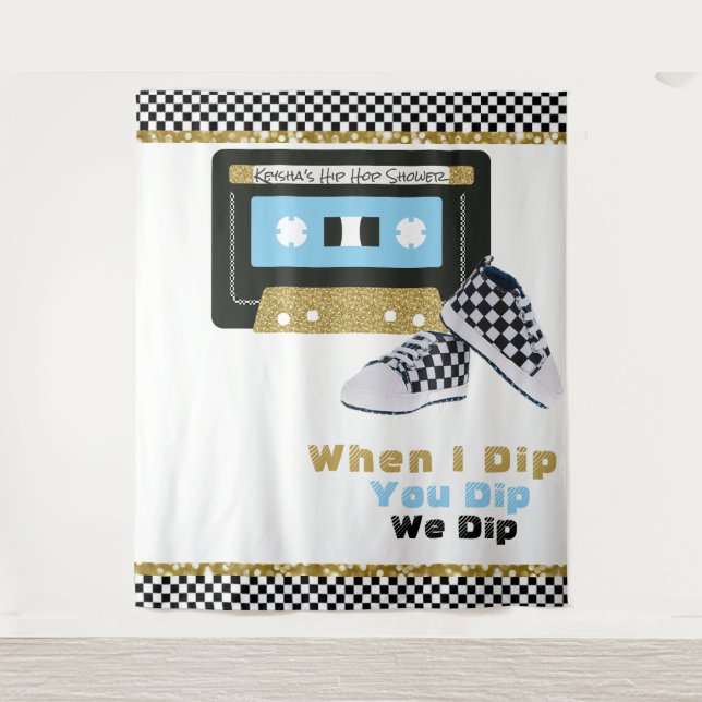 90's Hip Hop BOY Baby Shower Photo Back Drop Tapestry (Front)