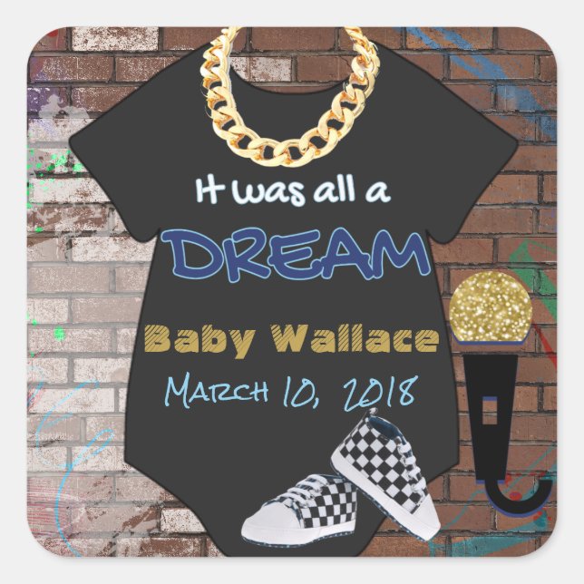90's Hip Hop BOY Baby Shower Sticker (Front)