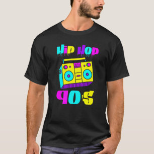 90's Hip Hop Music Retro Boombox Vintage Colourful T-Shirt